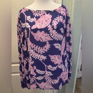 Lilly Pulitzer SAMPLE Pink and Purple Floral Blouse in oversized small
